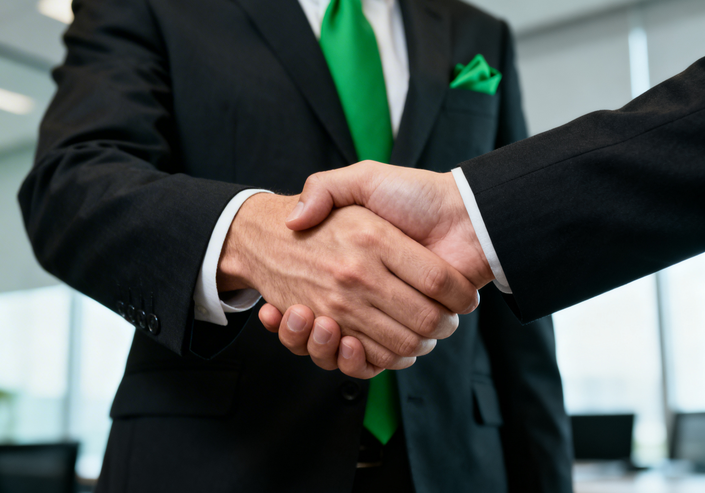 Der Handschlag zwischen zwei Geschäftspartnern beim Meeting