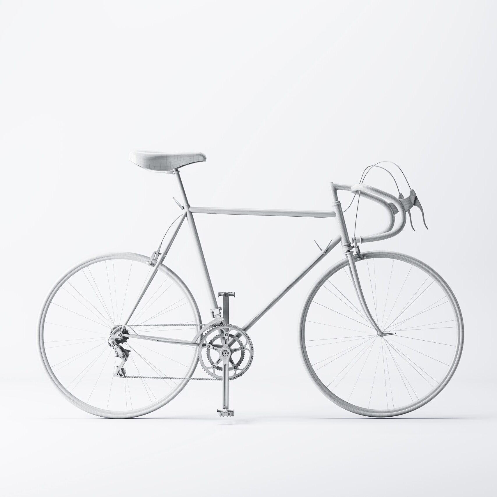 3D graphic modern bicycle isolated on white background. 3D rendering